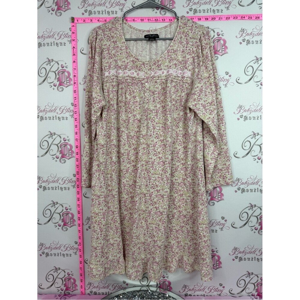 Earth angels night gown flowers Floral Lace-Trim Nightdress in Pink & Cream